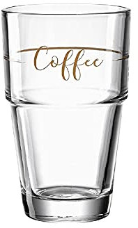 Leonardo Solo Latte-Macchiato Glas 1 Stück, Glas-Becher mit Coffee Aufdruck, spülmaschinengeeignetes Kaffee-Glas mit Coffee Motiv, 410 ml. 043468