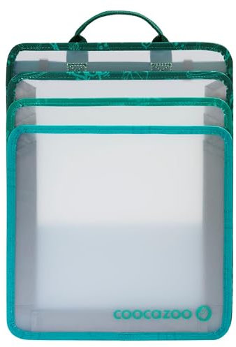 coocazoo Faltbare Heftbox, Fresh Mint, grau-grün, mit Tragegriff, platzsparend mit ausziehbaren Seiten, Heftordner für Schulrucksäcke, ab der 3. Klasse