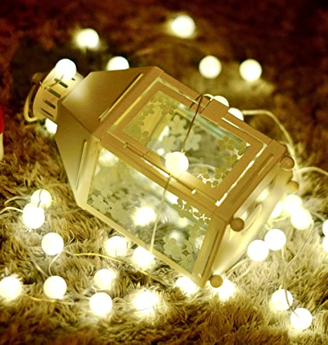 Litonen Batterie-betrtiebene LED LIchterketten für Innen warm Weisse 4,9M mit 50 Kugeln Lichterketten für Weihnachten Party Hochzeit Fest Dekoration Essentisch Wohnimmer Kinderzimmer DIY