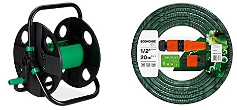 Relaxdays, Negro y verde, Carro para manguera de 30 m + Cellfast 5901828850073 Jardín Manguera, Verde, 20 m