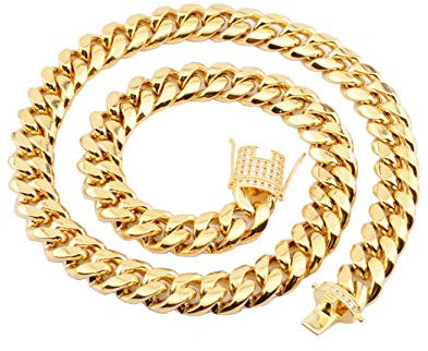 Whoiy Panzerkette Edelstahl für Herren, Gold Männer Kette Breit 8MM Glänzend Edelstahlkette Halskette Ohne Anhänger