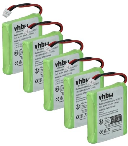 vhbw 5X Akku kompatibel mit Telekom Sinus A201 schnurlos Festnetz Telefon (600 mAh, 2,4 V, NiMH)