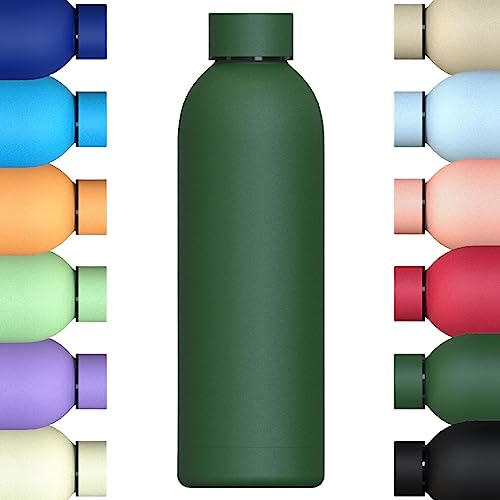 Mi Ko Mi Ka Botella de Agua de Acero Inoxidable Reutilizable | Hermética y Térmica | Sin BPA | Isotérmica, Mantiene Frio 24H y Calor 12H. Doble Pared al Vacío a Prueba de Fugas (Verde Pino, 750ml)