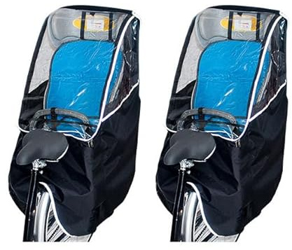 2Pack Kinderfahrradsitz Regenschutz Fahrrad Rücksitz Verdeck mit transparentem Fenster wasserdicht tragbar Regen Windschutz für Kinderfahrradsitz