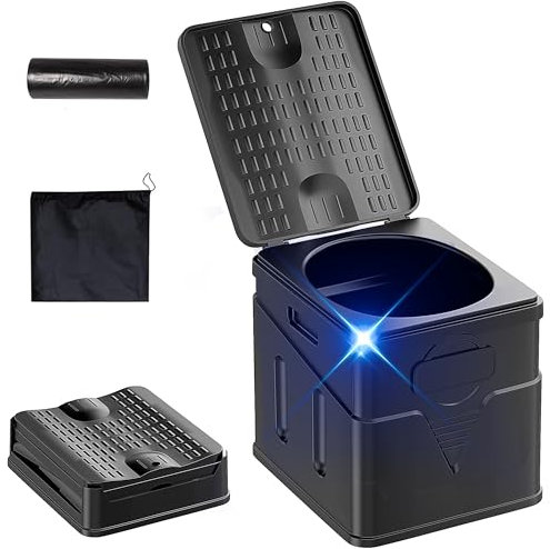 Viouprs Portable Toilet,Camping Toilet Have Small Foldable Size. It is Compact Portable Toilet for Adults and Children. Suitable for Cars, Hiking, Beaches and Camping, Black