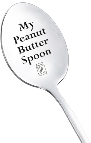 My Peanut Butter Spoon Gift for Peanut Butter Lover Women Men Birthday Christmas Gifts for Dad Daughter Peanut Butter Spoons Gifts for Grandma Son Funny Engraved Spoon Gift