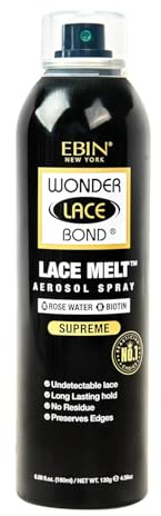EBIN NEW YORK Wonder Lace Bond Lace Melt Aérosol Eau de rose + biotine | Spray adhésif extra ferme pour perruque | Finition hydratante apaisante | 18 ml