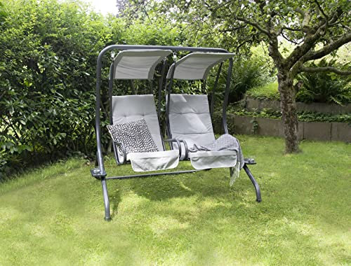 bellavista Hollywoodschaukel 2-Sitzer - Hollywoodschaukel für den Außenbereich - Outdoor - Hollywoodschaukel mit Sonnendach und Polstern - 170x 136x 170cm - Polyester-Auflagen - Stahlrahmen