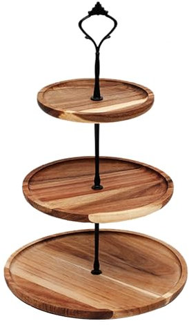 Xafrstyu 3 Tier Round Cupcake Stand for Dessert Table, Wood Cake Stand, for Birthday Baby Shower Party, Cupcake Afternoon Tea, Cakes Dessert Table, Solid Wood Cake Stand for Cupcakes (Brown)
