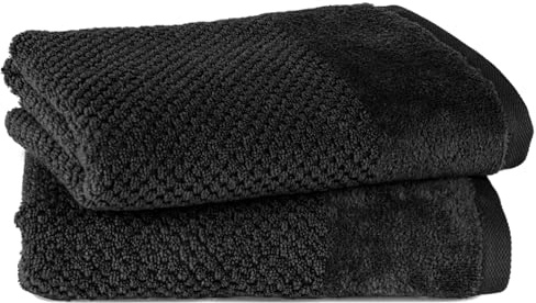 Pure Label Handtuch 50x100cm 2er-Pack aus 100% Baumwolle - Schwarz | Waschbar bis 60°C, trocknergeeignet - weich & saugstark