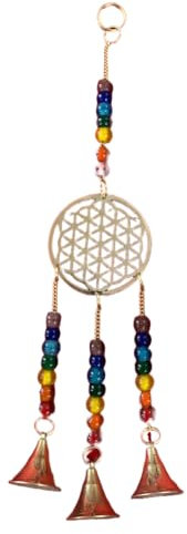 Indian Consigners Kleine Hexerei Altar Messing Windspiel Glocke Home Decor Alter Hanging (Blume des Lebens Glocke)