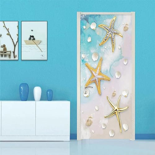 3D Türaufkleber Türtapete Selbstklebend Türposter Muscheln Von Seesternen Am Strand 77 X 200 Cm Türfolie Poster Tapete Fototapete Wasserdichte Abnehmbare Tapete Vinyl Tür Aufkleber Innentür S -4Y7P6T7