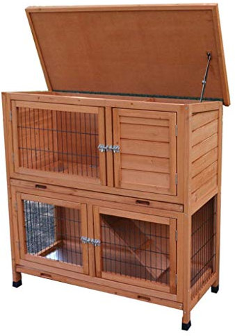 WYRMB Hühnerställe für den Außenbereich, doppelschichtiger Kaninchenkäfig aus Holz, extra großer Meerschweinchenkäfig mit Metallzaun, Heimtierbedarf, Geflügelpflege (braun, 100 x 50 x 102 cm)