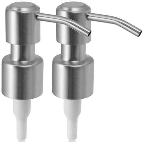ALTGLAS 2 Pezzi di Pompa in Acciaio Inox per Dosatore Liquido con Filettatura 22-24 mm Ricambio (Argento Spazzolato)