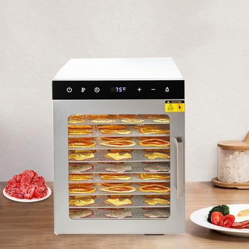 10 piani, essiccatore per tappeti, carne e frutta, temperatura regolabile tra 86 e 40 gradi, temporizzazione 1-24 ore, 10 acciaio inossidabile, asciugacapelli