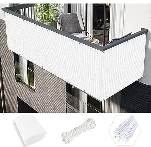 Sichtschutzzaun, 94 x 248,9 cm, weißer Schattenstoff für Hinterhof, Deck, UV-Sonnenschutz, Windschutz, blickdicht, Sichtschutz für Terrasse, HDPE-Material, einfache Installation,
