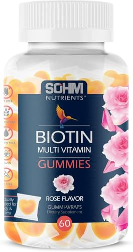 SOHM Biotin Gummies,High Strength Biotin Gummies for Healthy Hair,Skin and Nails -Includes Vitamin B12,B6,A,C,E,D3 Multivitamin for Adults Men,Women Adults -Vitamin Suppliments Vegetarian