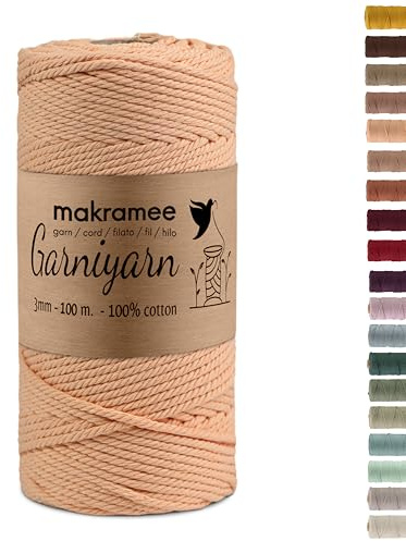 GARNIYARN Makramee Garn, Peach Fuzz, 3mm x 100m
