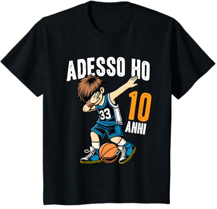 Compleanno bambino 10 anni amanti basket adesso ho 10 anni Maglietta