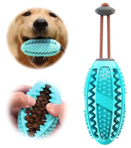 VIDSTW Hundespielzeug Unzerstörbar Hundespielzeug Intelligenz (Seeblau) | Hundespielzeug Kleine Hunde Futterball für Hunde Spielzeug Hund mit Ballseil Interaktives Hundespielzeug für Saubere Zähne