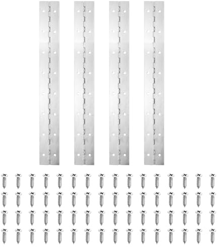PATIKIL 16x2 Inch Piano Hinge, 4 Pack 304 Stainless Steel Continuous Hinge with Holes for Piano Gate Door Wooden Storage Box Cabinet Boat, Silver Tone