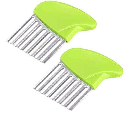NJNNN 2 pièces Coupe-Frites en Acier Inoxydable, Coupe-Frites, imperméabilisant, for Pommes de Terre, Carottes, Chips et Fruits (Vert et Bleu)
