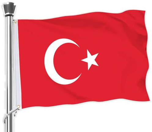 Turkey Türkei Flagge, große 3x5 FT türkische Flagge, 36x60 Zoll große digitale doppelt gedruckte langlebige 75D dicke Polyester Dekorationen mit 2 Messing Grommet