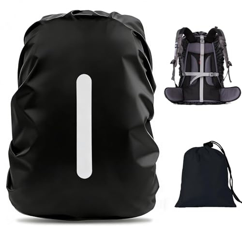 PINEPAN Regenschutz für Rucksäcke mit Reflektor Wasserdichter Regenschutz Rucksacküberzug mit 2 rutschfesten Kreuzschnallen Regenschutz für Camping Wandern mit Aufbewahrungstasche 15-100L