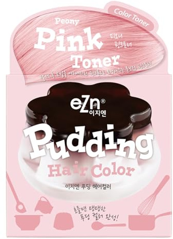 eZn Pudding Hair Dye, Ammonia-Free, Semi-Permanent DIY Korean Hair Dye Color with Keratin (Pink_Toner)