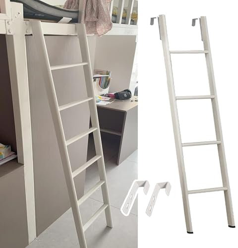 Scaletta per letto a castello in metallo bianco con ganci regolabili, per adulti e bambini, ricambio per letto a castello per dormitorio e casa (dimensioni: 130 cm/50)