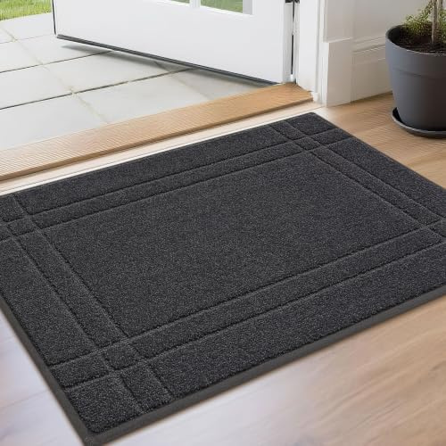 JSEI Schmutzfangmatte Innen – Geruchsfrei & Für Fußbodenheizung Geeignet | Fussmatte für Hund, rutschfest & Waschbar, 50 x 80 cm, Dunkelgrau | Waschbare Fußmatte für den Eingangsbereich, schmutzabweisend und saugfähig, für Vordertür, nasse Schuhe und Pfoten