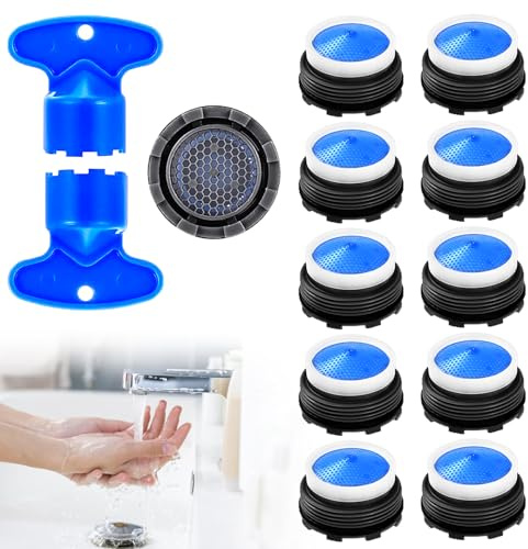 Rongrongago 10 Piece Kitchen Tap Aerator Set, Includes 2 Wrenches, Faucet Aerator for Tap Water Filtration, Tap Filter Nozzle Fits Most Taps