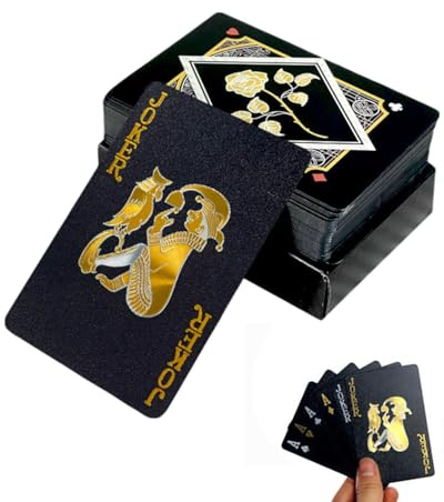 ZEXIJOW Coole Plastik Spielkarten,Kartenspiel,Wasserdichte Spielkarten Pokerkarten Poker Kartendeck,Plastik Pokerkarten für Canasta Blackjack Texas Bridge,Kartenspiele für Erwachsene(Goldene Rose)