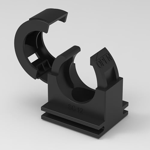 AUPROTEC 15x Wellrohrhalter – klappbarer Deckel - passend für 12mm Ø Innen I schwarz, IP66, Kunststoff I Halterung für Kabelrohr & Elektroinstallation I NW12