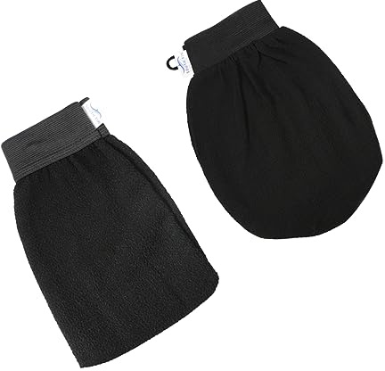SAFIGLE 2pcs Exfoliating Gloves Bathing Glove Black Body Scrubber Edges for Shower Bathroom Home Use
