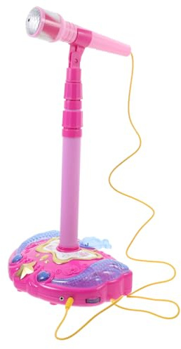 Kisangel Microfono Karaoke per Bambini Ragazzo Ragazza Giocattolo Educativo Sicuro in Plastica Luce Rosa che Promuove Riconoscimento dei Colori e Divertimento Musicale