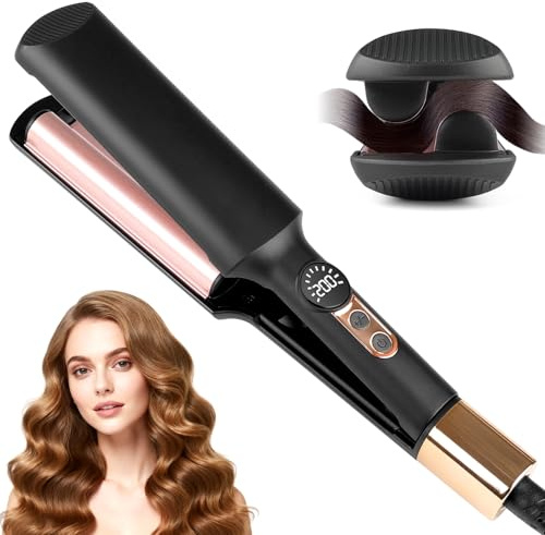20 mm vågjärn för hår, Mermaid Hair Waver för vågor hår, vågjärn, stora vågor, locktång stora lockar, bärbara vågor locktång, justerbar temperatur (120–200 ℃), LED-display