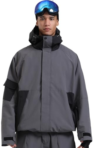 GSOU SNOW Veste de Ski Mixte, Résistante à l'Abrasion, Baggy pour Snowboard | Veste Ski Manches Raglan, Pare-Neige, Coque Durable, AéRations Sous Bras, Design Blocs Couleurs Ski, Freeride & Sports Neige