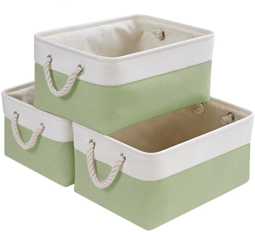 SOCOHOME Fabric Storage Box, Large Thickened Storage Basket with Handles for Shelves Toy Clothes, Wear-Resistant and Reinforced(L, 3 Pack)