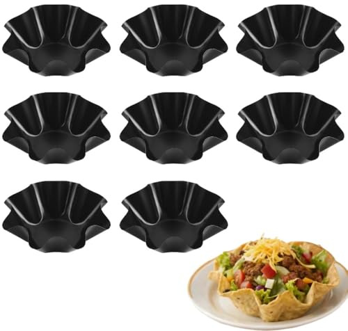 8 Pack Taco Shell Molds – 6.9 Tortilla Salad Bowl Maker for Oven Baking, Carbon Steel Taco Bowl Shell Maker, Tortilla Pans for Hard Tacos, Tostadas & Mexican Dishes