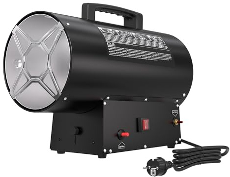 ACXIN Gasheizung für Innenräume 30 KW Propan Gasheizgebläse Gas Heizlüfter mit 700 mbar Druckminderventil 650 m³/h Luftdurchsatz Gasheizstrahler für Baustellen Belüfteten Lagerräumen Garagen