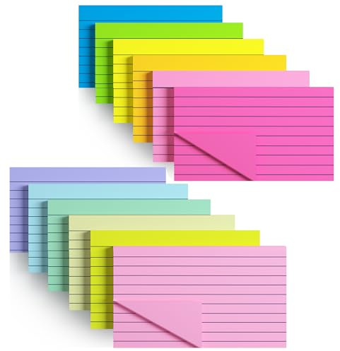 Lot de 12 notes adhésives lignées avec lignes, notes autocollantes pour écrire, parfaites pour le bureau, l'école et la maison
