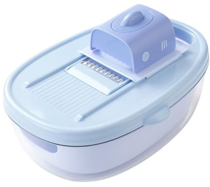Grattugia per verdure multifunzione per carote, ideale per cucina e casa, con manuale e verdure, realizzata in plastica e acciaio inossidabile (blu)