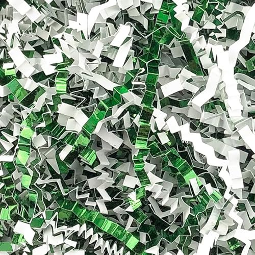 Presentkorgsfyllning strimlat papper, Glitter Metallic Crinkle Cut Strimlat silkespapper Present Filler Flerfärgad 100g-200g(Style a/Green,100g)