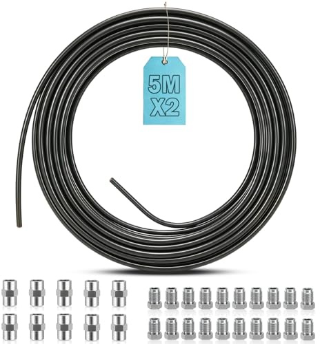 XEIYEI 2 Stück 5m Bremsleitung 4,75 mm Bremsleitung Set mit 20 Schrauben und 10 Verbinder, 3/16 Zoll Bremsleitungssatz für Bördelgerät Stahl-Bremsrohr für Auto PKW Motorrad