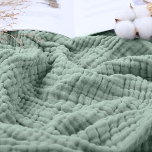 Vgpbphj Musselin Decke – 100% Musselin Baumwolle, 6-lagige Sanfte Musselindecke Sommer, Musselin Bettwäsche für Erwachsene Baby as Cuddly Blanket, Sofa, Bed, Couch Throw (Grün, 150 * 200cm)