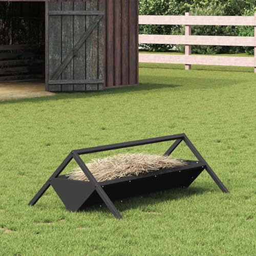 QUAHEAS fodertråd för husdjur svart av kallvalsat stål 111 x 76 x 38 cm, väderbeständig med 10 kg kapacitet för nötkreatur får getar inomhus och utomhus, enkel montering