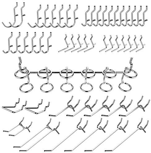 Hiltex 53106 Pegboard Hook Assortment Set, 50 Piece Heavy Duty, Pegboard Hooks for Tools, Garage & Workshops Hooks and Holders, Accessories for Craft Room, Wall Storage Shelving Peg Hooks