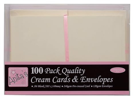 Anita's ANT 1511001 DoCrafts Anita's 100 Pack Blank Cards creme A6 (105 x 148mm)