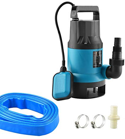 KATSU 400W Portable Submersible Pump for Clean and Dirty Water 8000L/h for Garden Pond, Pools, Ditches + 10m 1 PVC Hose + Quick Coupler Connector + Float Switch